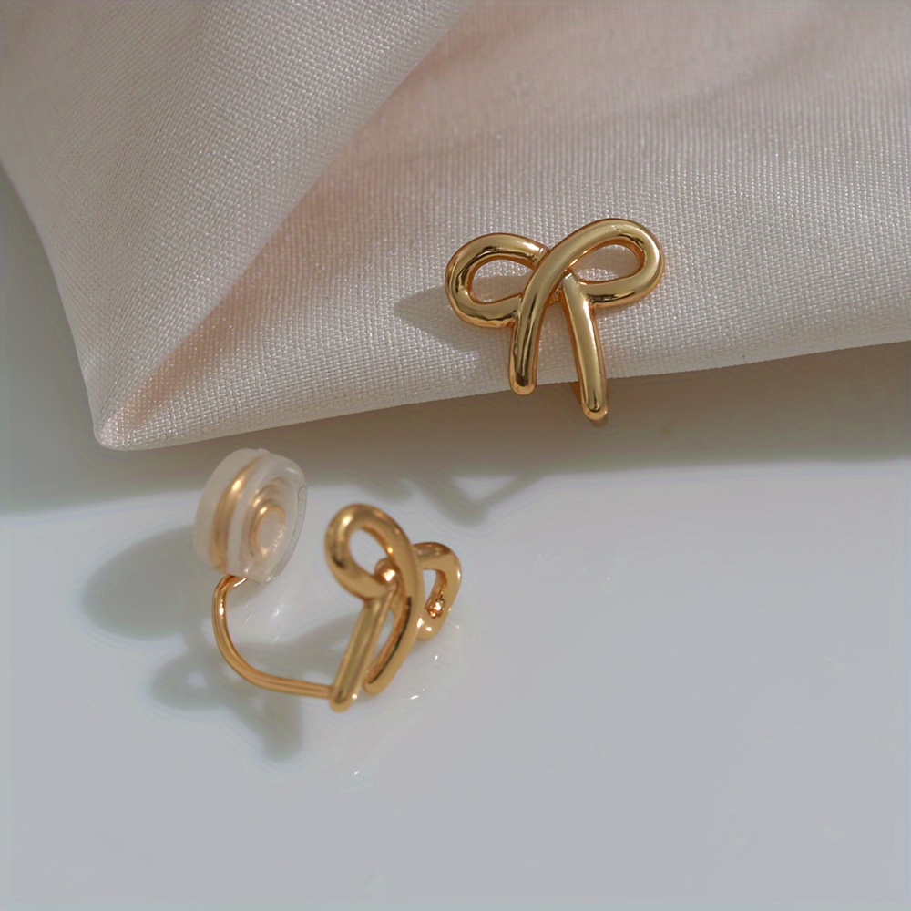 Vintage Style Bowknot Clip On Earrings - Zinc Alloy